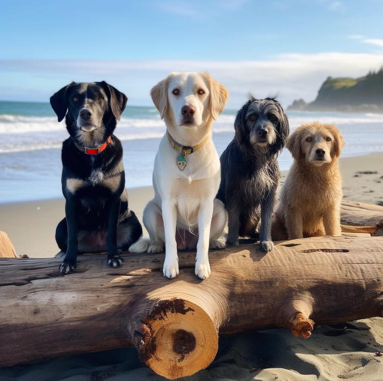 Four Pets on a Log in New Zealand-1