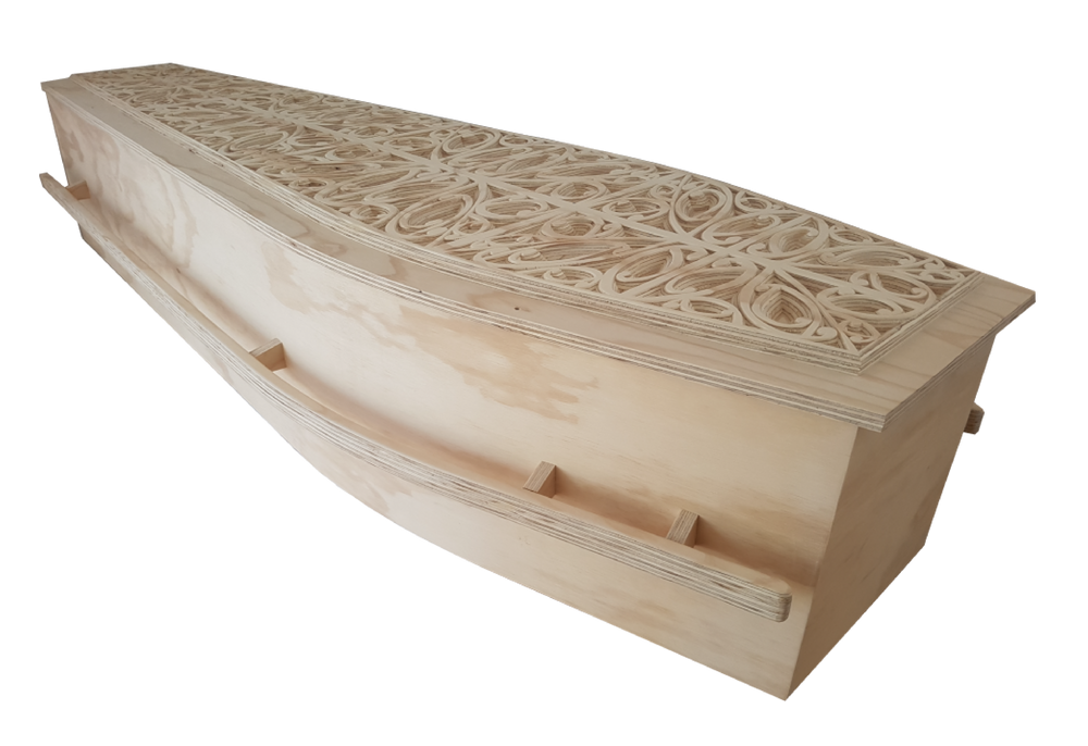 Raised lid sustainable, eco-friendly casket