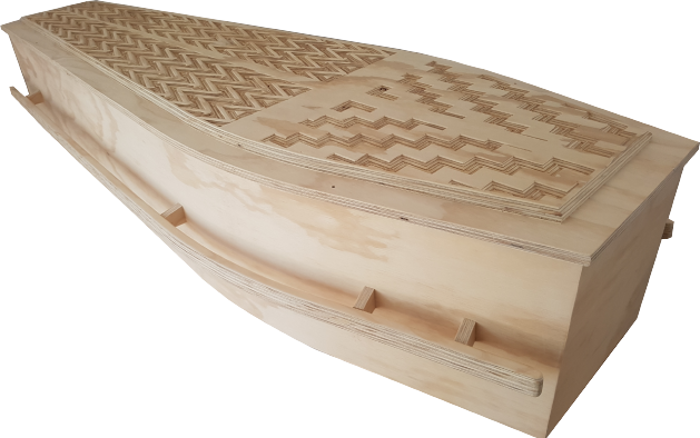 Rerenga casket - Raised lid, sustainable, eco-friendly casket